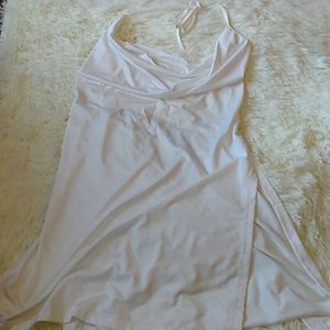 Swimsuit cover up white halter with slits on the sides